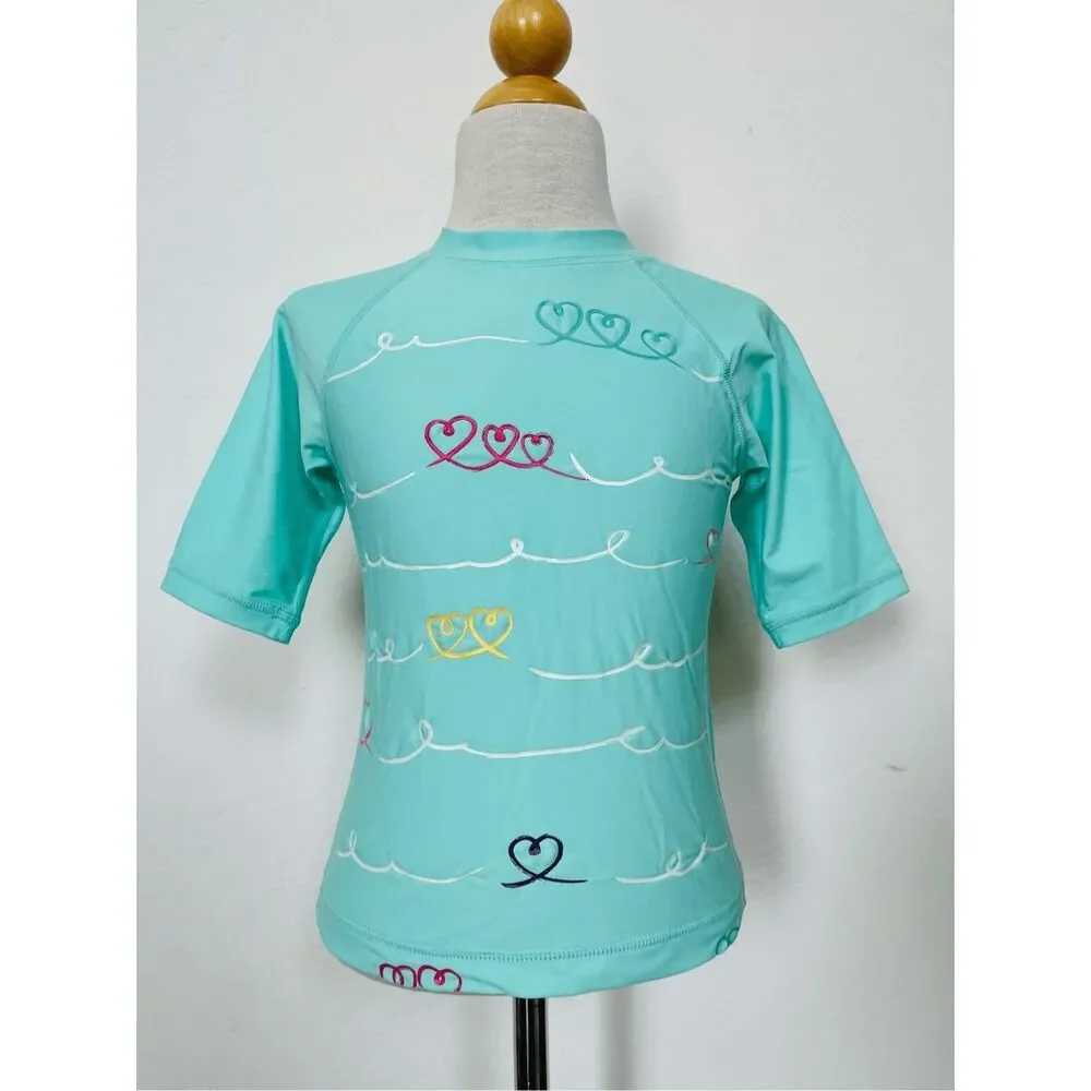 NEW Hanna Andersson Kids Short Sleeve Swim Shirt Rash Guard Size 6/7 (120)